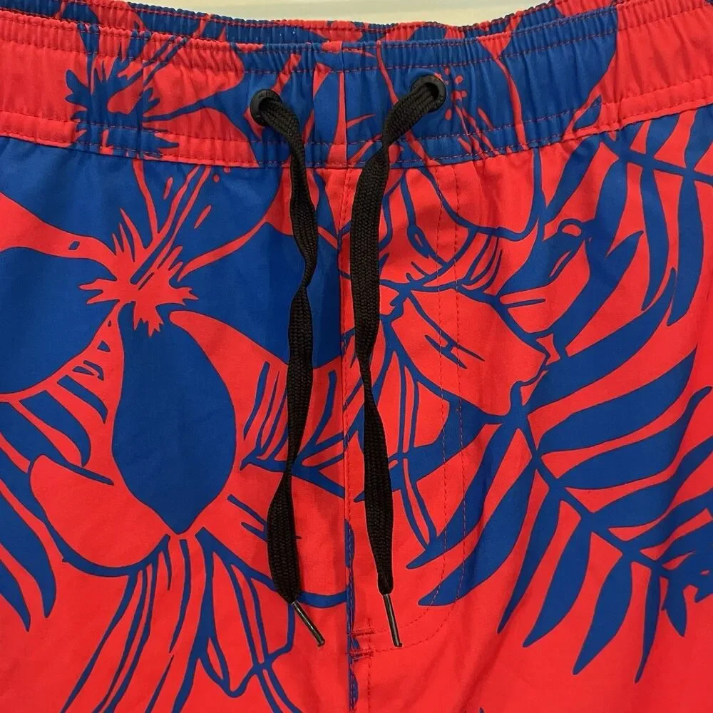 Reef Board Shorts Red Blue Tropical Floral Drawstring Pockets Stretch Mens XL